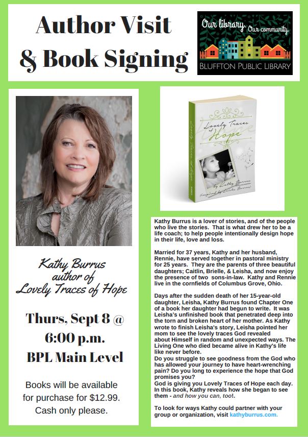 Author Visit - Kathy Burrus, author of Lovely Traces of Hope | The ...