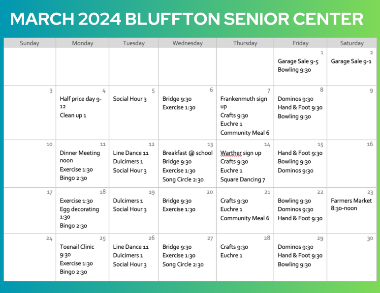 March 2024 Bluffton Senior Center News And Activities Bluffton Icon   March 2024 Bluffton Senior Center News And Activities 54902 