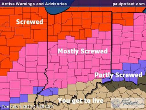 Icon's winter storm warning level