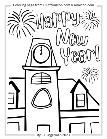 Happy new year. cartoon christmas tree, hand drawing lettering, • wall  stickers drawing, hand, creative | myloview.com