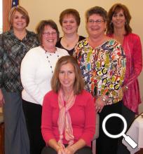 Mennonite Home Health staff, standing from left, Lynetta Crow, Julie Hunt, Deb Lehman, Jane Shaw and Kathy Rode.  Seated,  Christa Nofziger.