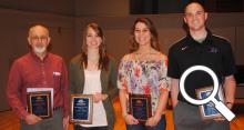 Taking home honors from Tuesday^aEURTMs Athletics Awards Forum at Bluffton University were (left to right) Del Gratz, Kim Miller, Shauna Rowland and Rob Luderman.